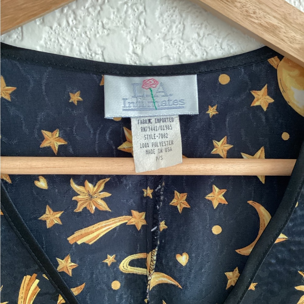 Vintage LA Intimates Back Gold Celestial Sun Moon Stars Nightie Tunic Dress - Picture 3 of 3